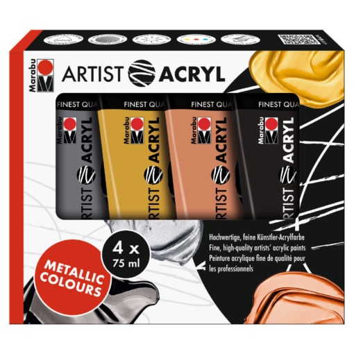 Marabu Artist, Set mit 4 Farben, Acrylfarbe zum Malen